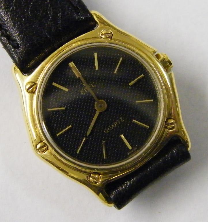 Appraisal: Ebel k lady's wristwatch the textured black dial with gold