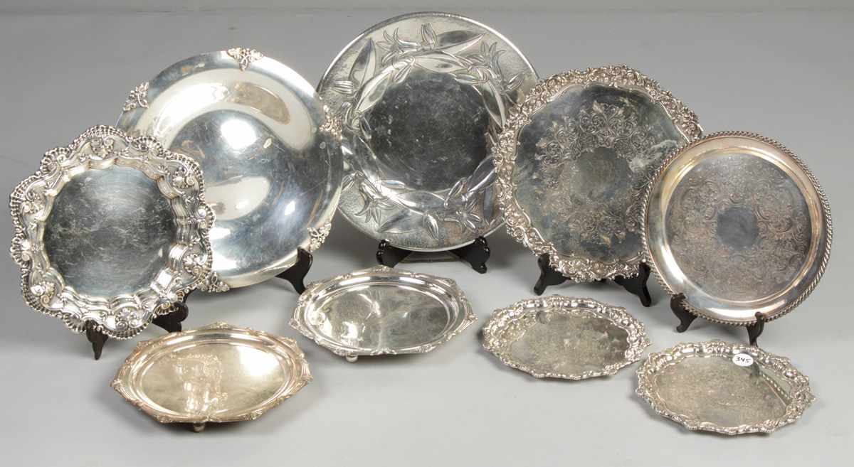 Appraisal: Group of silver plate serving trays Group of silver plate