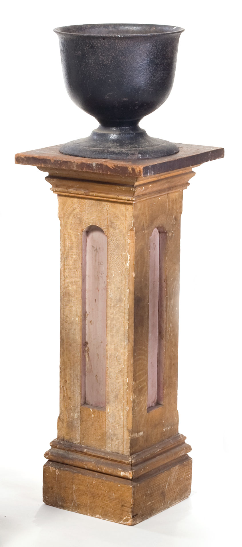 Appraisal: EARLY AMERICAN FOLK PAINTED AND DECORATED ARCHITECTURAL PEDESTAL Height inches