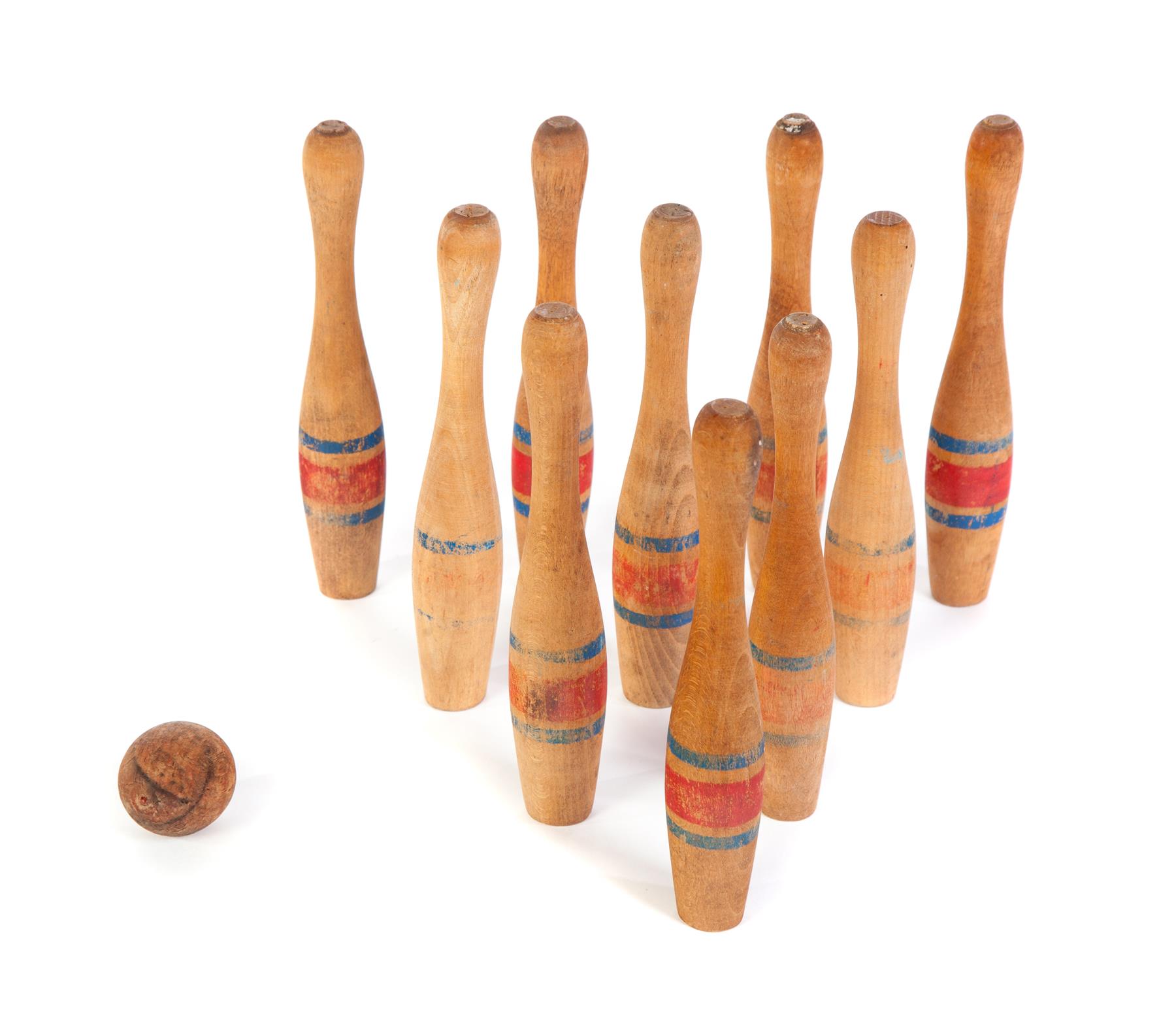 Appraisal: AMERICAN CHILD'S BOWLING SET First half- th century Ten turned