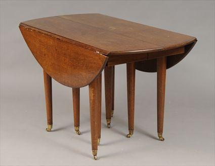 Appraisal: Directoire-Style Brass-Mounted Mahogany Drop-Leaf Extension Dining Table Missing leaves x