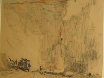 Appraisal: FRED LAWSON Knaresboro signed crayon drawing inscribed and dated July