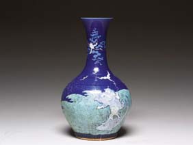 Appraisal: ANTIQUE CHINESE PORCELAIN VASE Unusual and antique Chinese cobalt blue