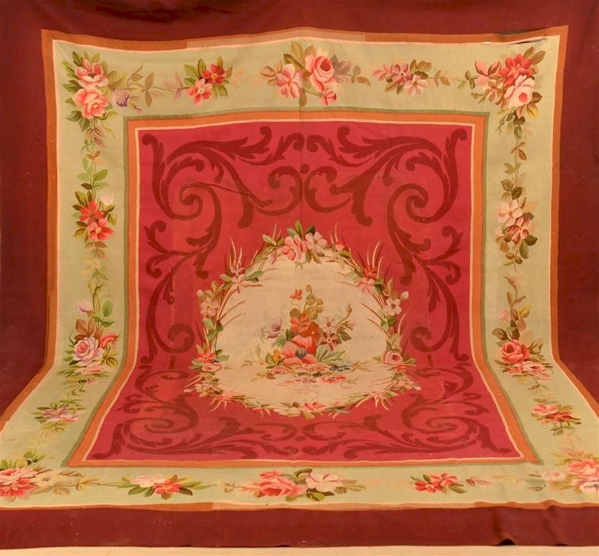 Appraisal: French Floral Medallion Patt Tapestry Carpet French Floral Medallion Pattern