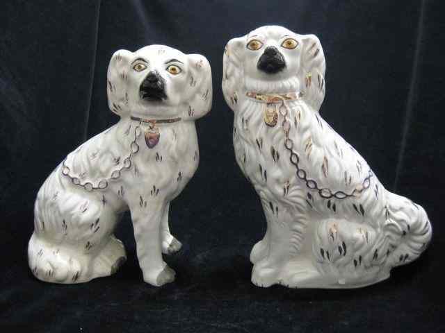 Appraisal: Pair of Staffordshire Pottery Dog Figurines spaniels '' older mark