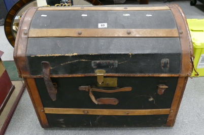 Appraisal: th Century leather and wicker trunk