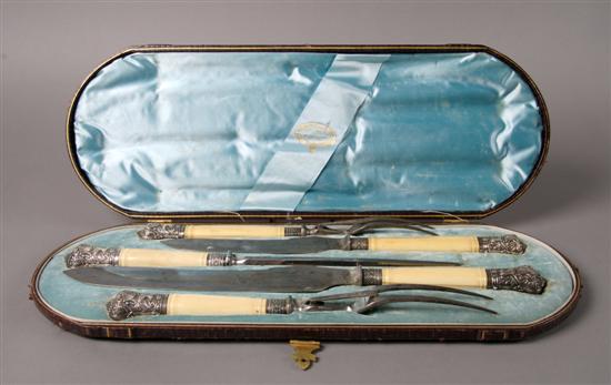 Appraisal: An English Carving Set Sheffield Length of longest inches