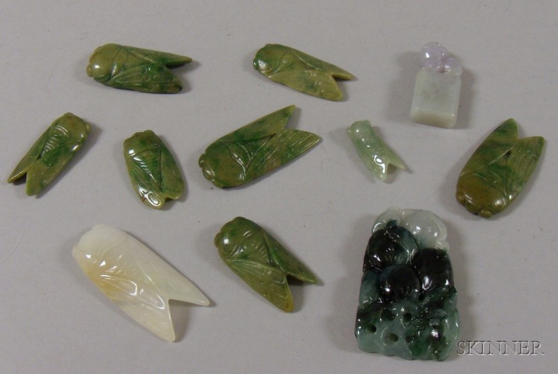 Appraisal: Ten Assorted Carved Jade Pendants and Other Items in various