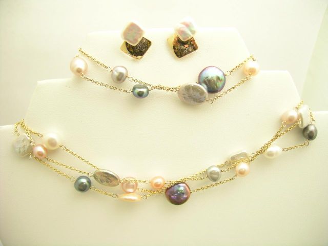 Appraisal: Group of pearl jewelry including matching K yellow gold multi-color