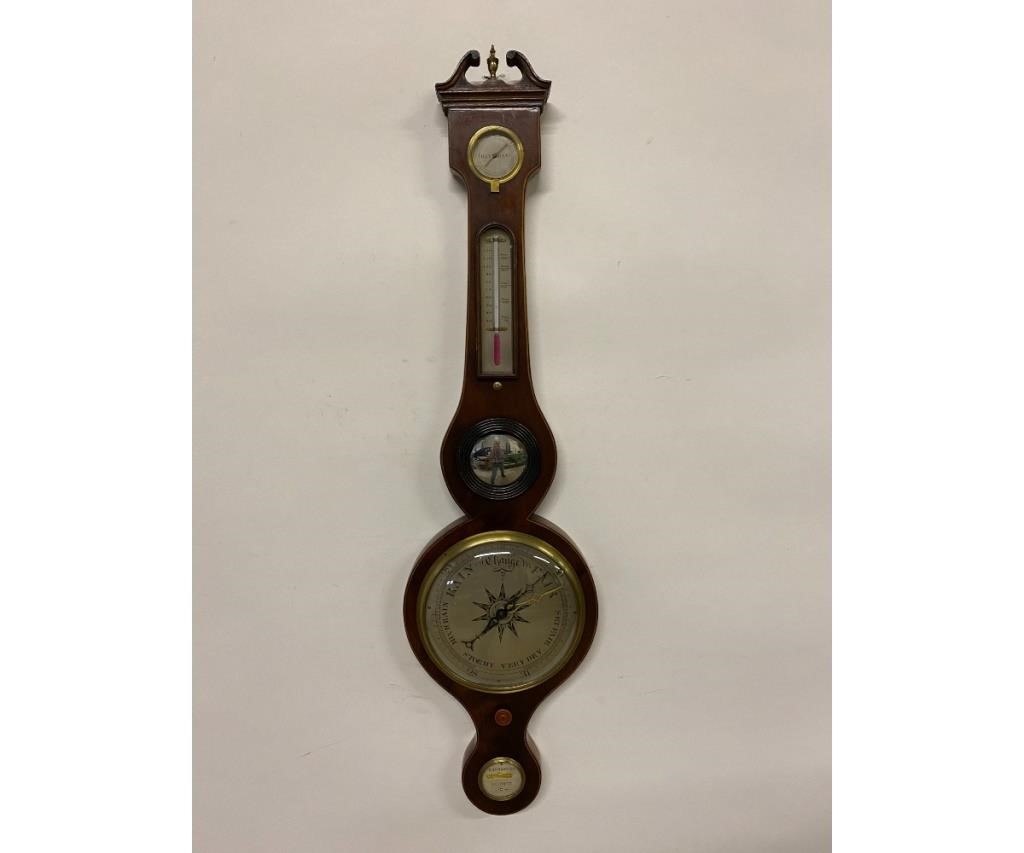 Appraisal: Georgian inlaid mahogany barometer circa of banjo form unsigned h