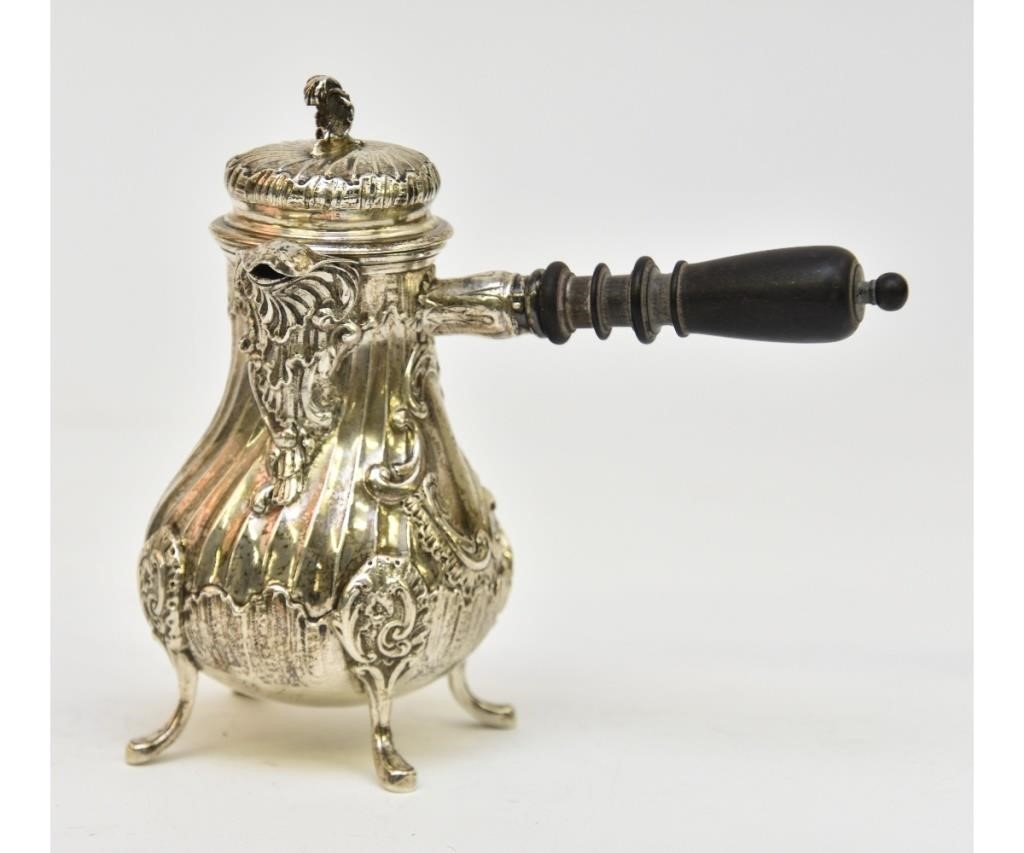 Appraisal: German silver chocolate pot th c by Simon Rosenau Bad