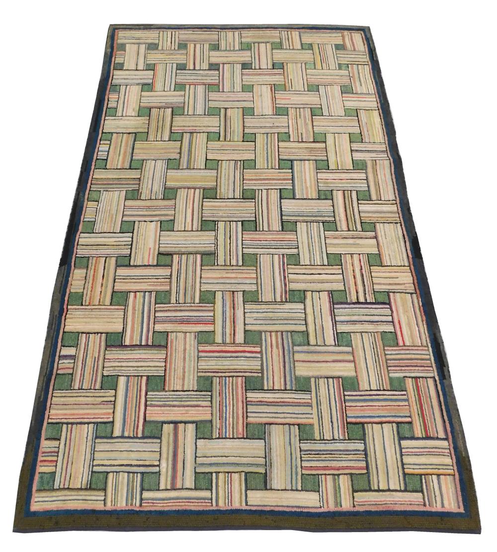 Appraisal: RUG Semi Antique hooked rug ' x ' wool on