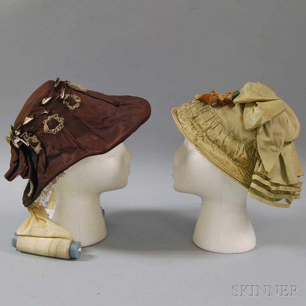 Appraisal: Two Silk and Lace Bonnets America or Europe mid- th