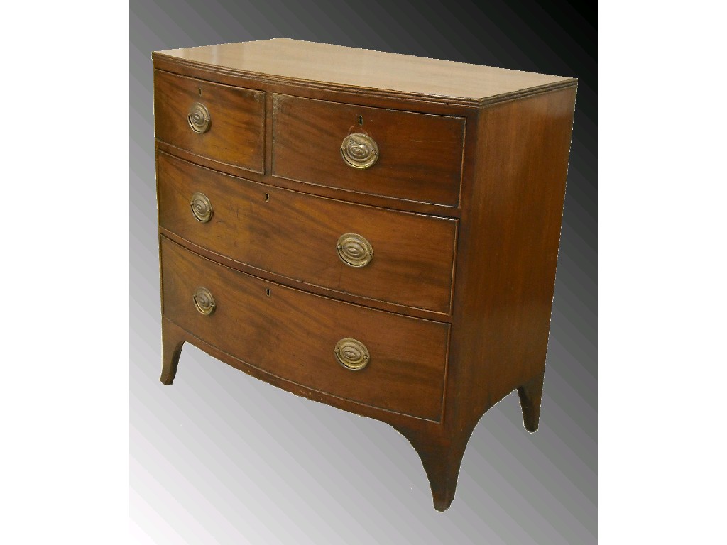 Appraisal: Regency mahogany bow fronted chest of two short over two