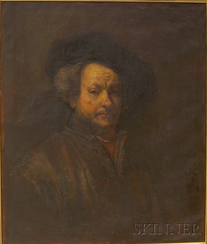 Appraisal: Framed Oil on Canvas Portrait After Rembrandt Harmenszoon van Rijn