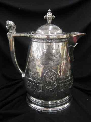 Appraisal: Victorian Silverplate Insulated Water Pitcher ''Three Graces'' medallion figural bust