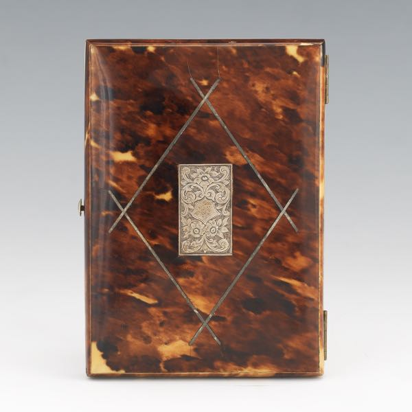 Appraisal: VICTORIAN STERLING BLOND TORTOISE SHELL AND BONE CALLING CARD CASE