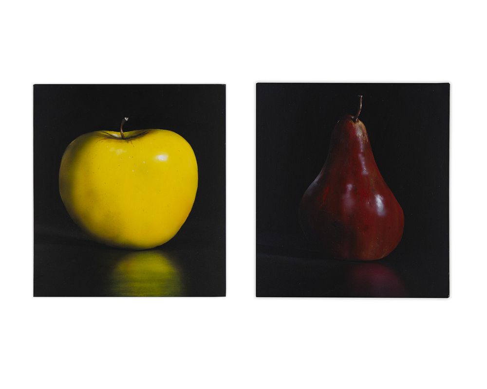 Appraisal: Tom Seghi b One Yellow Apple and One Red Pear