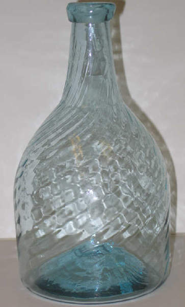 Appraisal: ZANESVILLE OHIO PATTERN MOLDED CLUB BOTTLE Aquamarine ribs swirled to