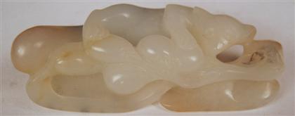 Appraisal: Chinese white jade carving The small openwork jade carved in