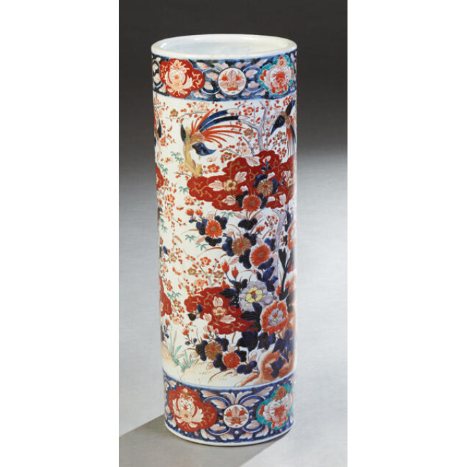 Appraisal: Imari Palette Porcelain Umbrella Stand th c the cylindrical stand