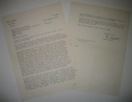 Appraisal: JUDAICA SHARETT MOSHE Typed Letter Signed M Sharett with a