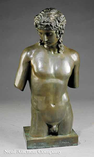 Appraisal: A French Bronze Torso of Eros inscribed Torse Antique D'Amour