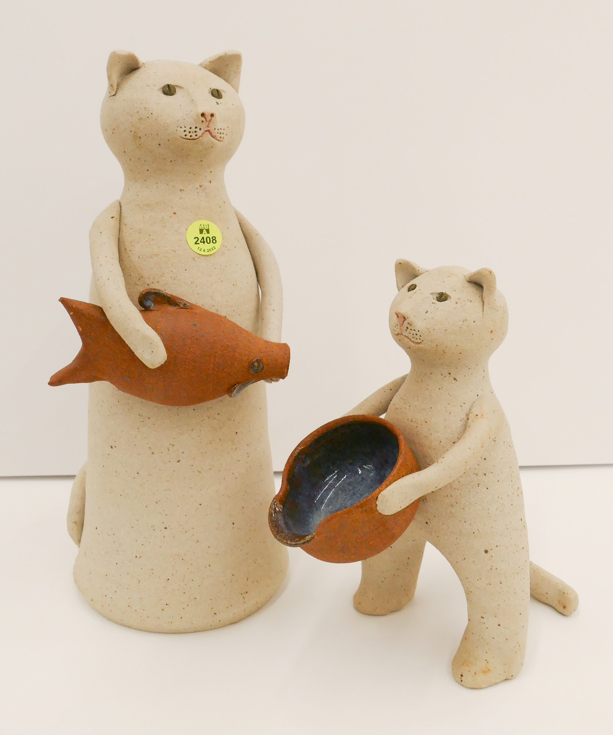 Appraisal: pc Solveig Cox Studio Pottery Cat Figures- '' and ''