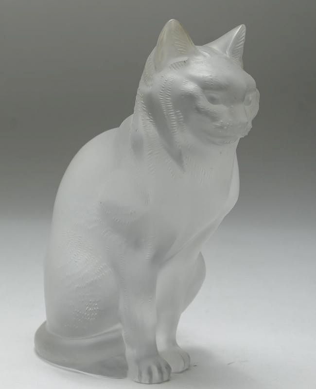 Appraisal: Lalique France Crystal Cat Figurine Lalique France glass cat figurine