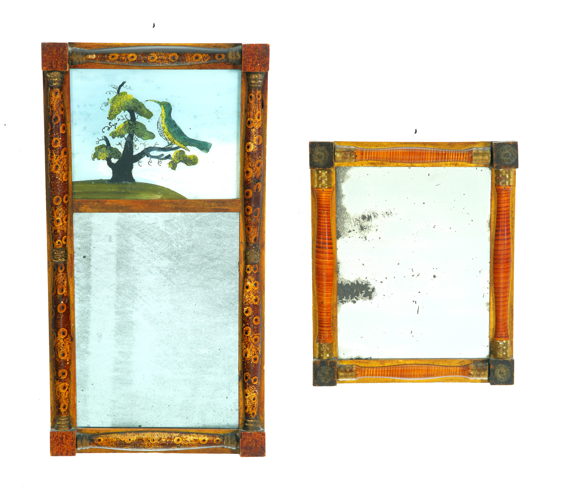 Appraisal: TWO MIRRORS WITH GRAIN DECORATED FRAMES American mid th century