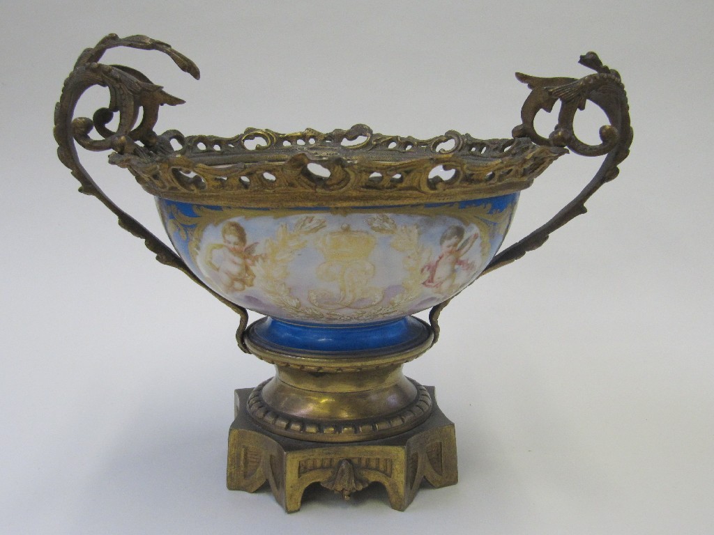 Appraisal: Sevres porcelain compote decorated with a bouquet of flowers to