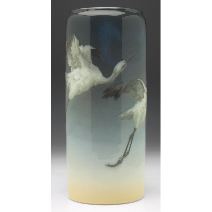 Appraisal: Exceptional Rookwood vase cylindrical shape in an Iris glaze beautifully