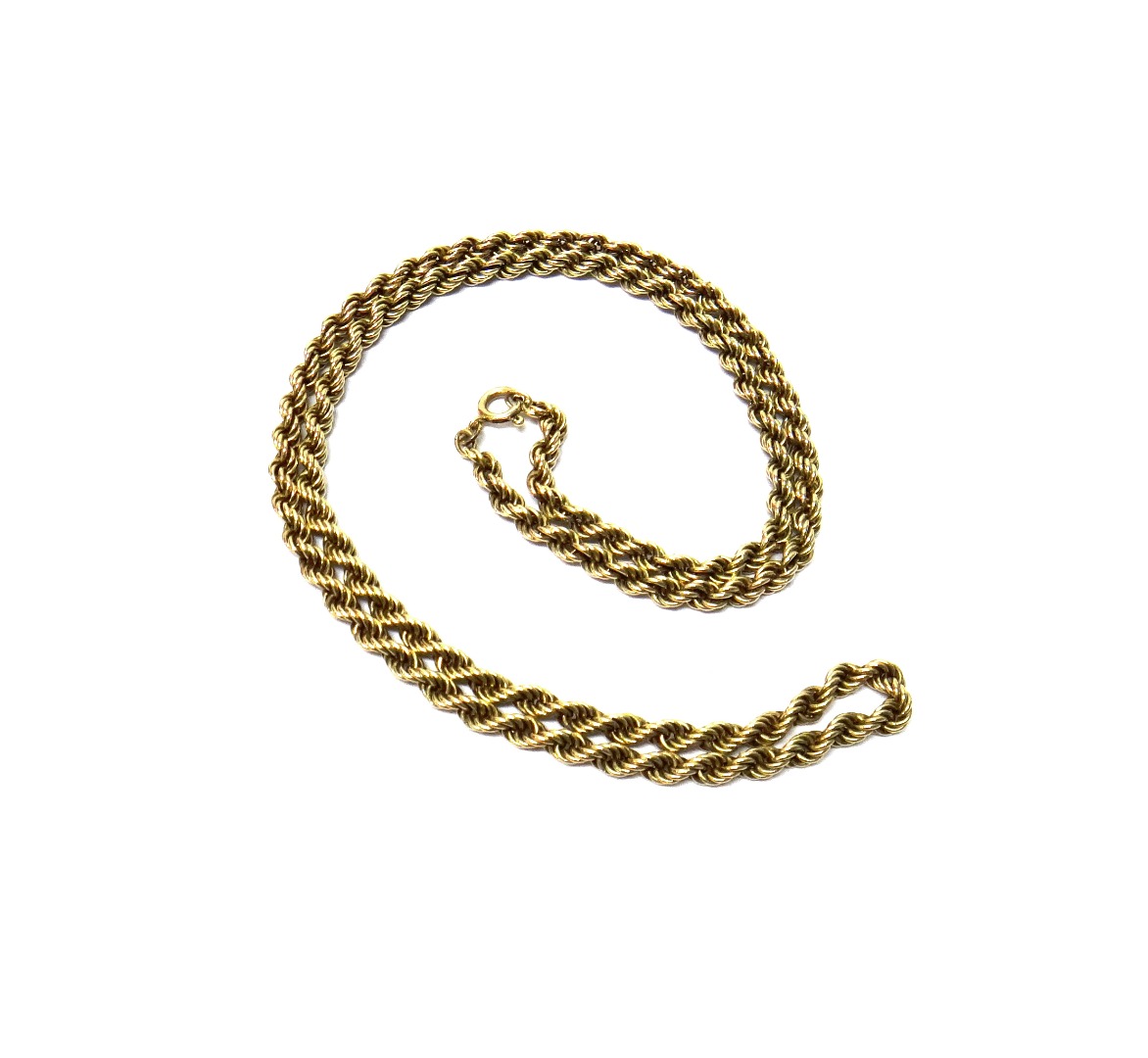 Appraisal: A ct gold ropetwist link neckchain on a boltring clasp