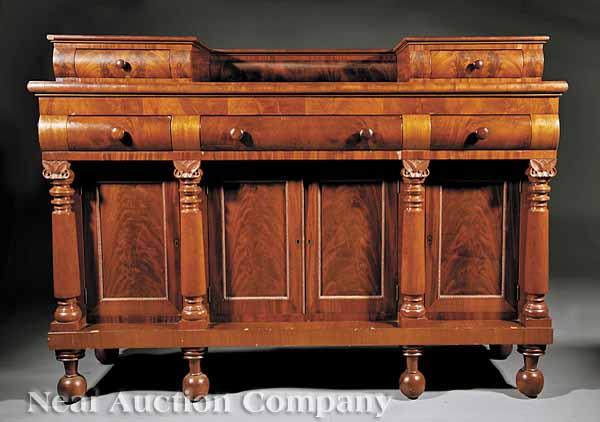 Appraisal: An American Classical Mahogany and Cherrywood Sideboard c the superstructure