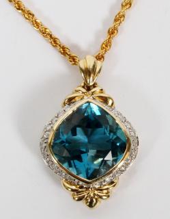 Appraisal: CT MYSTIC TOPAZ DIAMOND KT GOLD NECKLACE CT MYSTIC TOPAZ