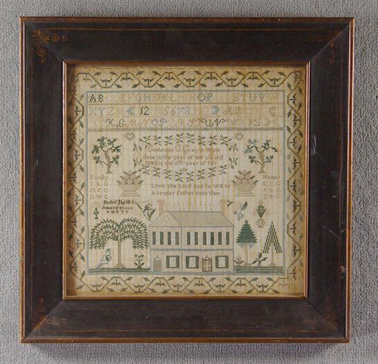 Appraisal: American Sampler Dated Completed by Euphenia G Gray Silk thread