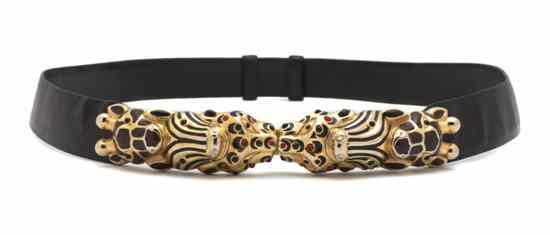 Appraisal: A Judith Leiber Black Lizardskin Animal Head Belt Stamped Judith