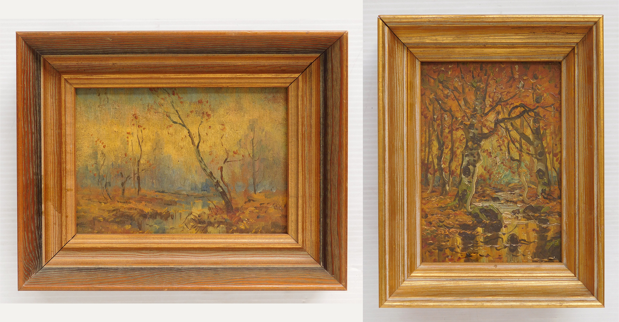 Appraisal: th c American School Late Fall Landscapes- oils on panel