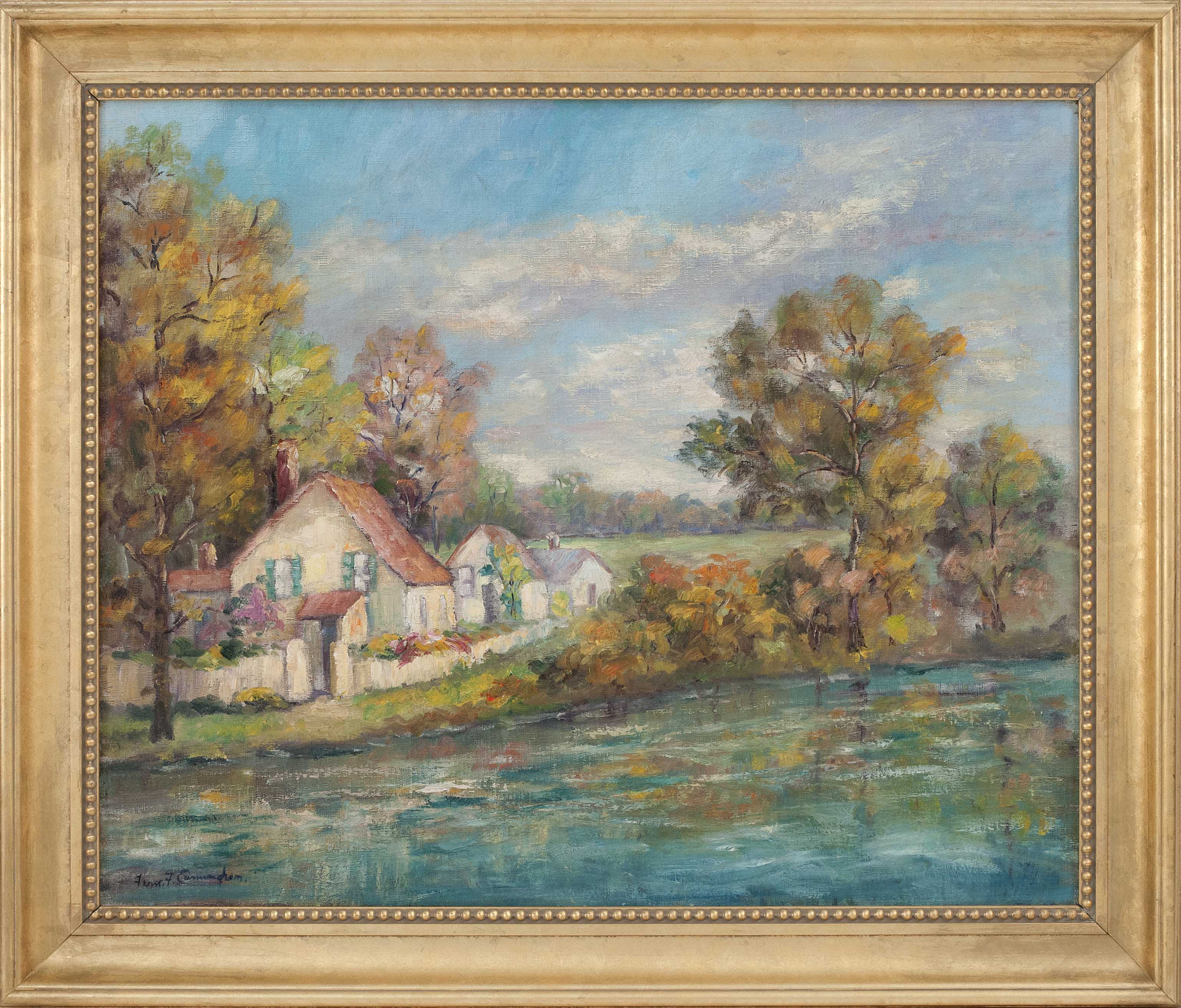 Appraisal: FERN CUNNINGHAM STONEAmerican - Cottage by the lake Signed lower