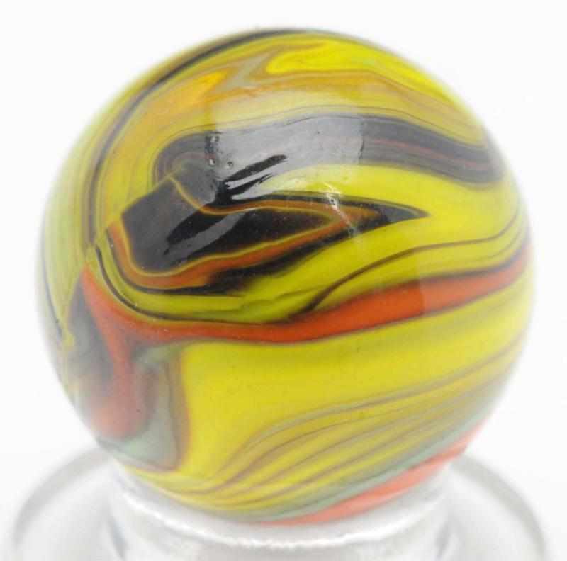 Appraisal: Christensen Agate Multicolored Opaque Marble Electric yellow base with orange