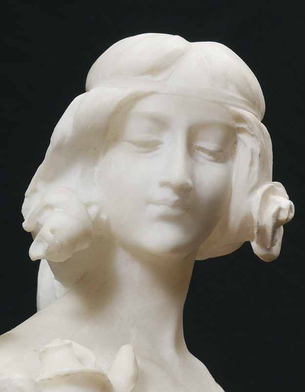 Appraisal: NOUVEAU MARBLE BUST OF A YOUNG BEAUTY ''h x ''w