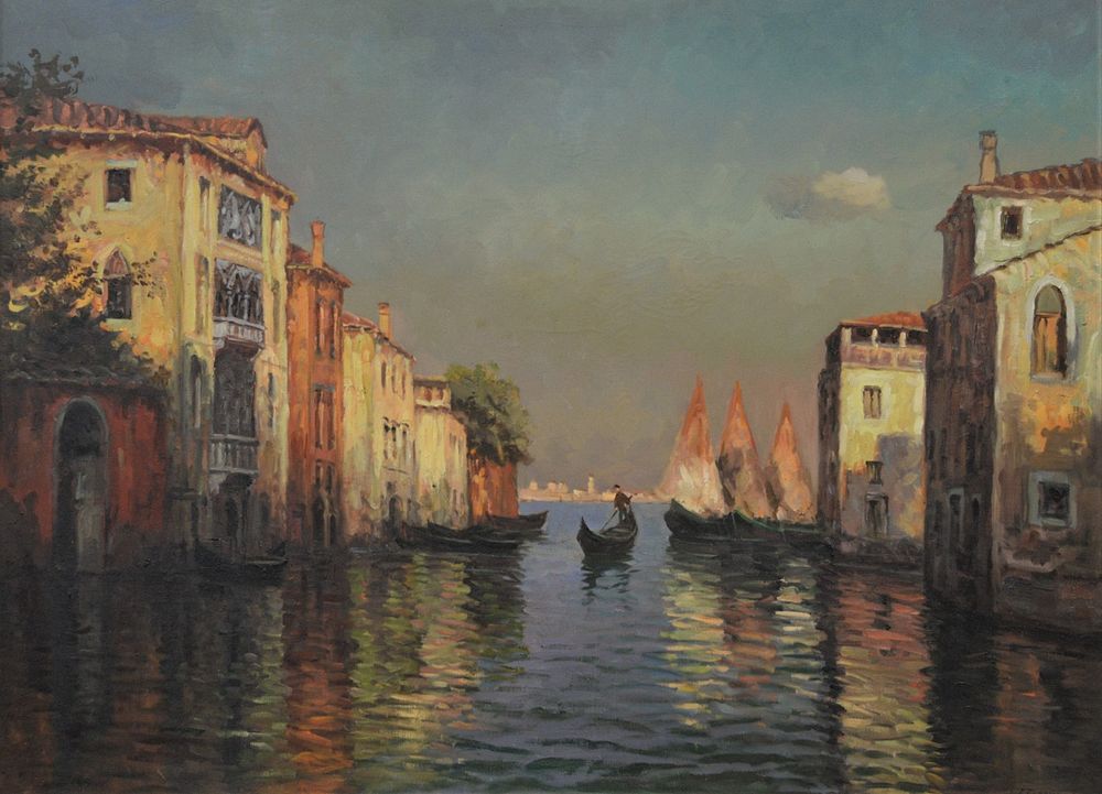 Appraisal: Frank Ferruzza American - Venetian Canal oil on canvas signed