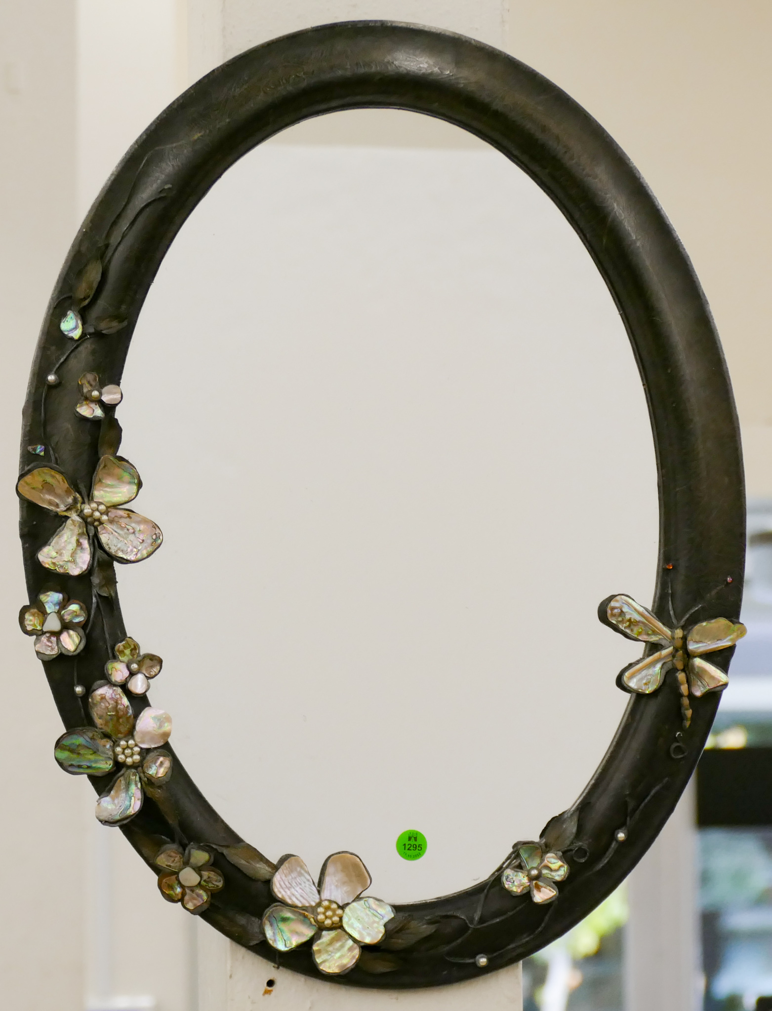 Appraisal: Floral Mother of Pearl Oval Art Mirror ''x ''