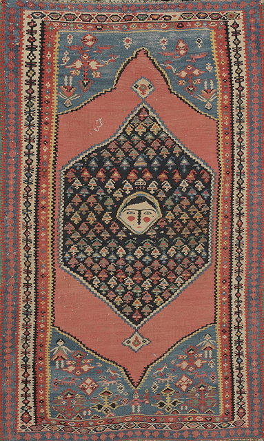 Appraisal: A BIDJAR KELIM with a central facial image on a