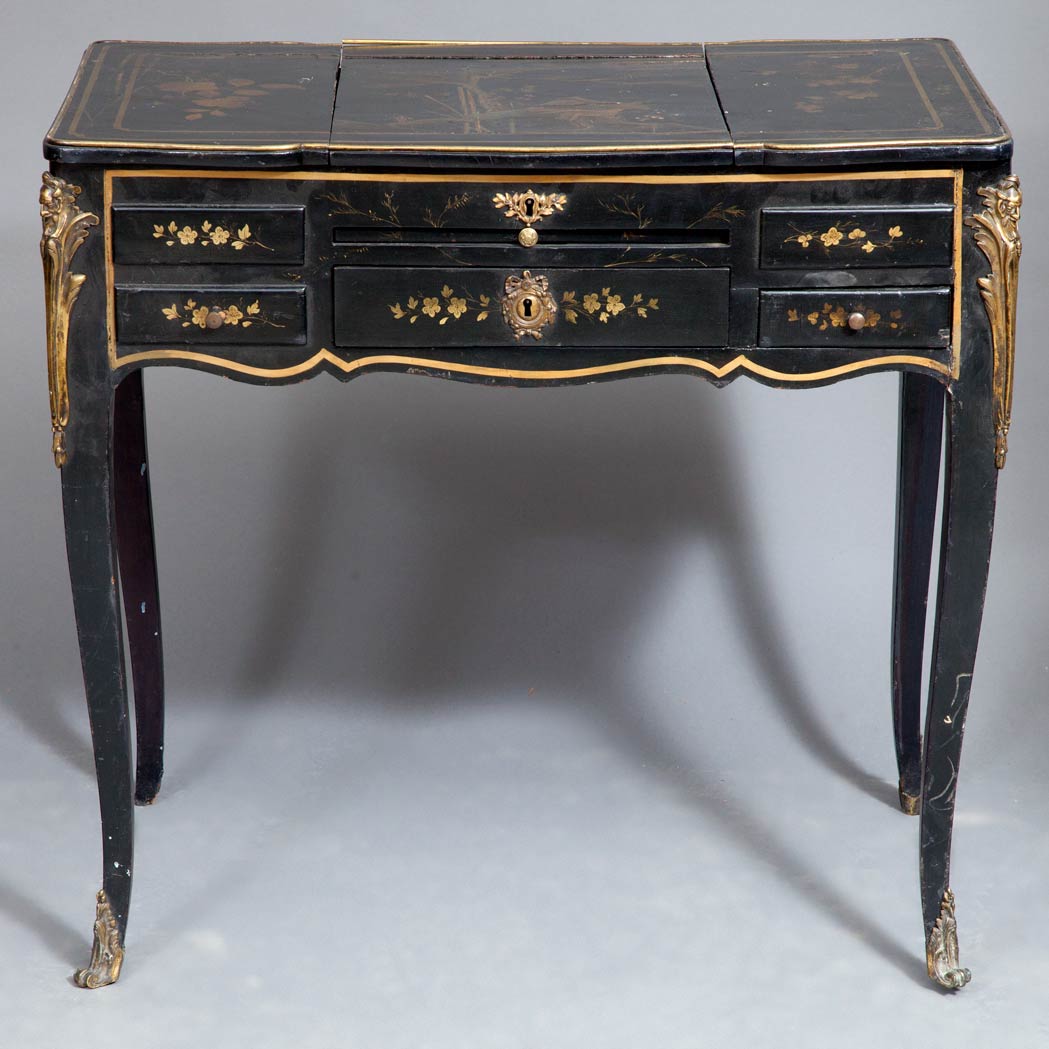 Appraisal: Chinoiserie Decorated Lady's Dressing Table The shaped rectangular top with