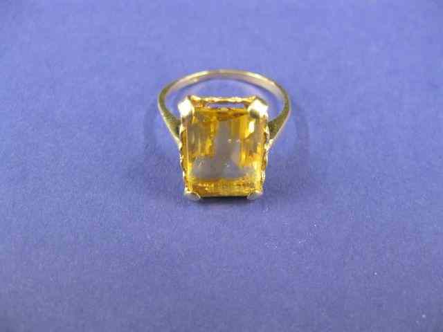 Appraisal: Citrine Ring rich emerald cut gem in k yellow gold