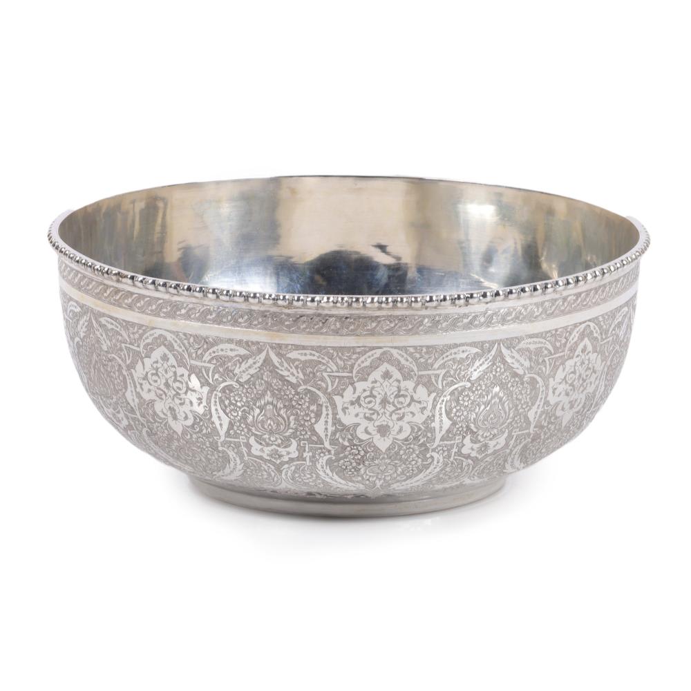 Appraisal: PERSIAN SILVER SERVING CENTER BOWL HALLMARKED WITH STANDARD MARK TROY