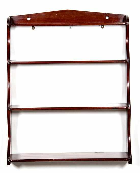 Appraisal: Continental mahogany wall shelf late th century architectural pediment surmounting