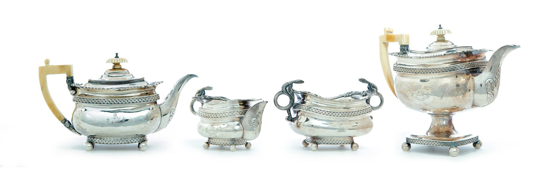 Appraisal: FOUR-PIECE ENGLISH REGENCY STERLING SILVER TEA AND COFFEE SERVICE Marked