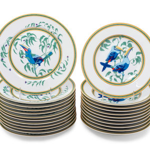 Appraisal: A Group of Herm s Toucans Porcelain Dinnerware comprising dinner